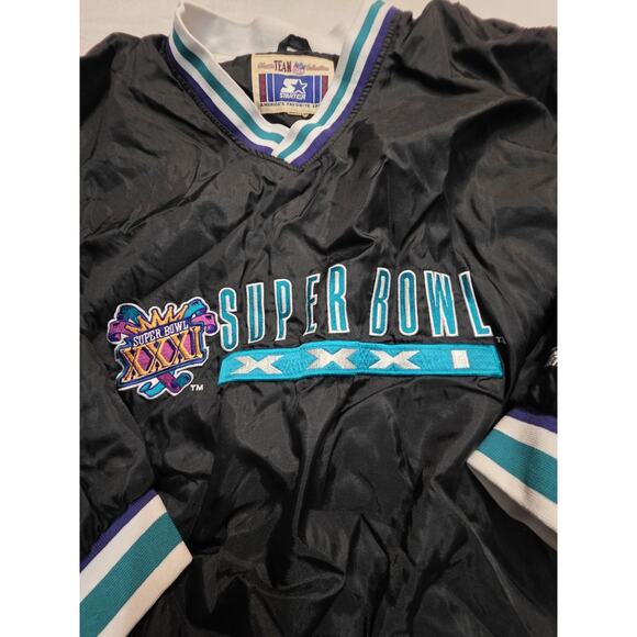 1997 Starter Superbowl V-neck Pullover Windbreaker Jacket Men’s Size Small Or... - Picture 3 of 7